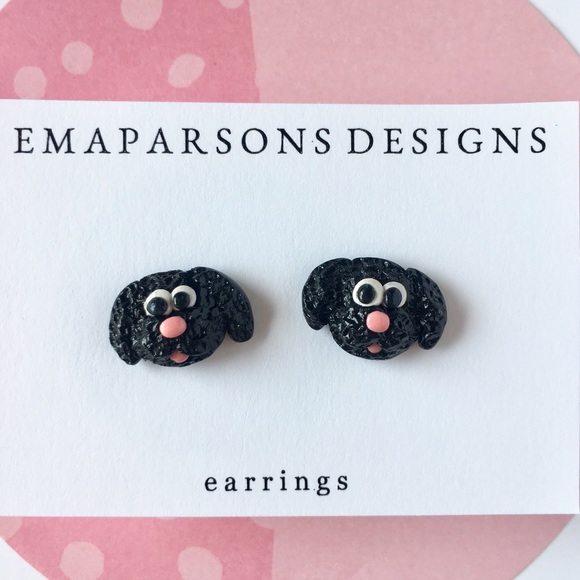 Black Lab Dog Stud Earrings 🐶 - Picture 2 of 4